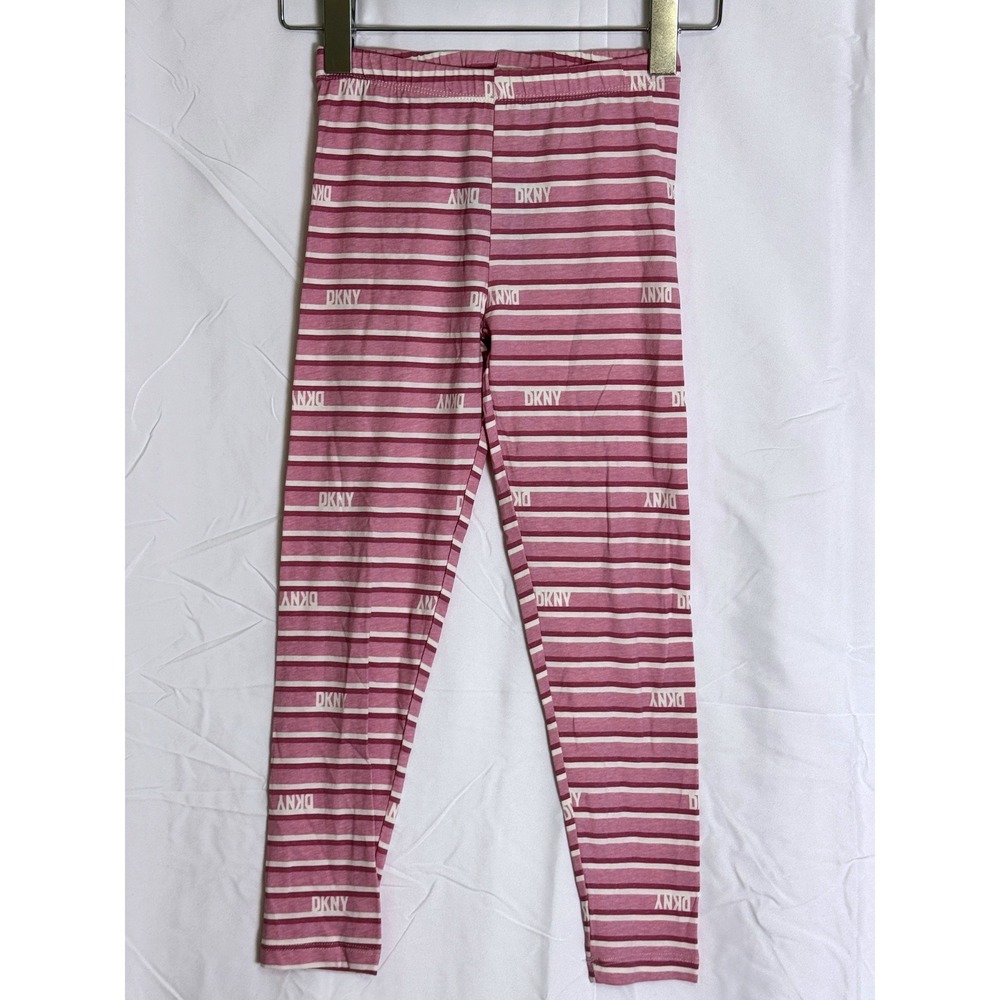 DKNY Girls Mauve Striped Logo Leggings Size 7/8 New With Tags